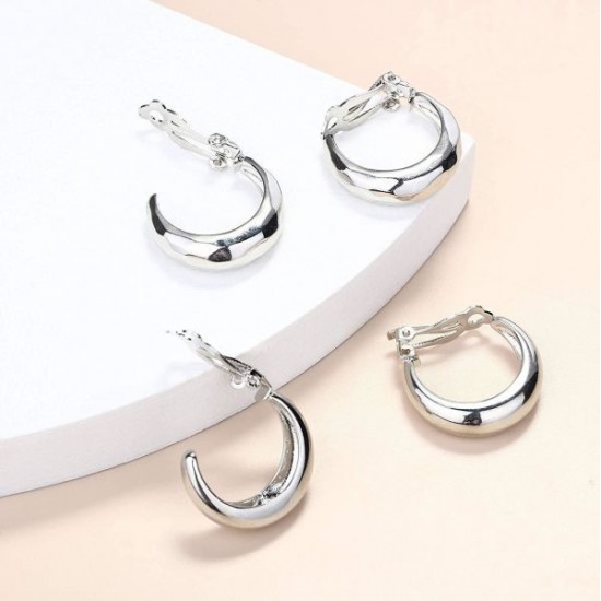 2 Pairs Geometric Chunky Hoop Clip Earrings For Women Fashion Non Pierced Clip On Earrings Jewelry 2 Pairs Geometric Chunky Hoop Clip Earrings For Women Fashion Non Pierced Clip On Earrings Jewelry